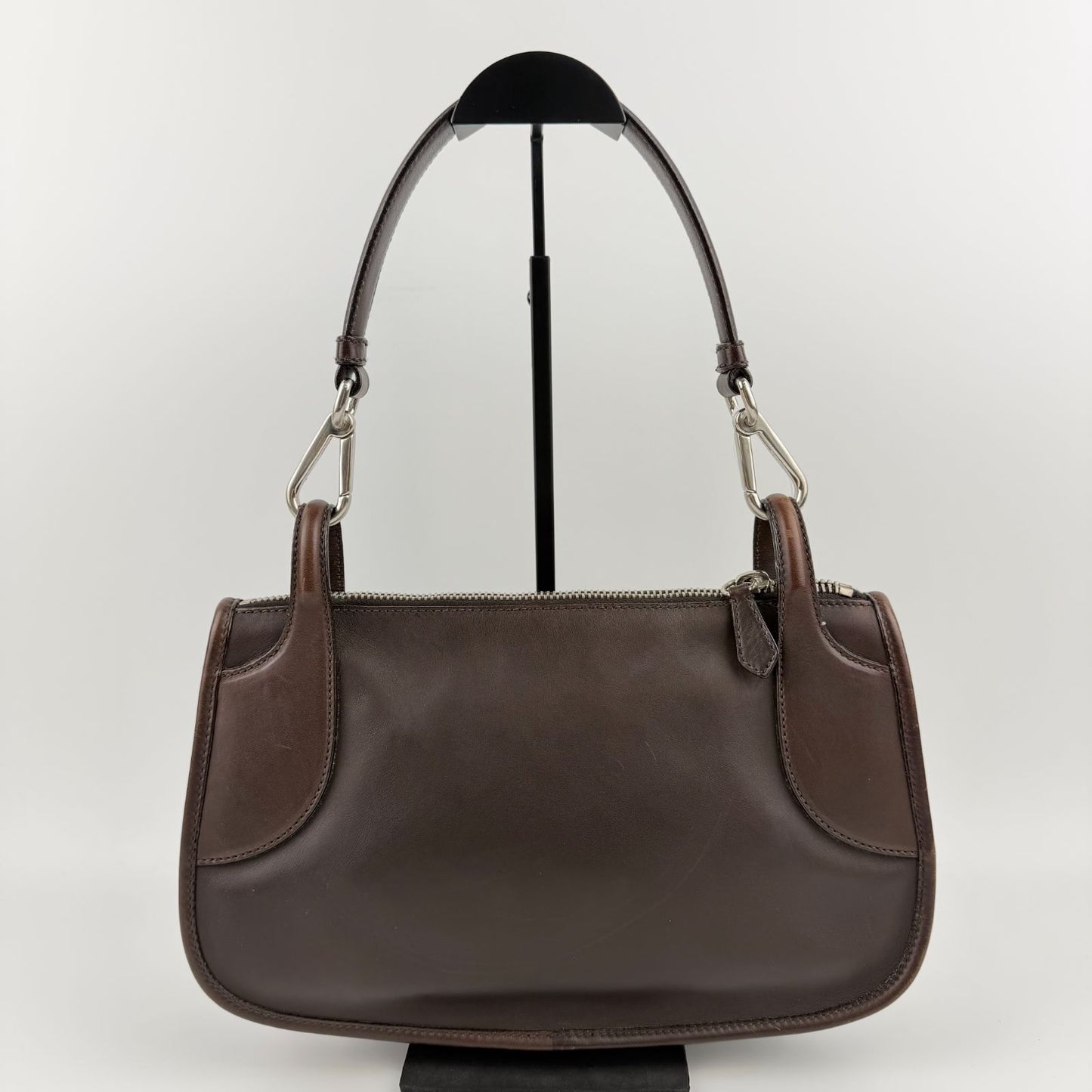 Prada Shoulder Bag Brown Leather Vintage — view 3