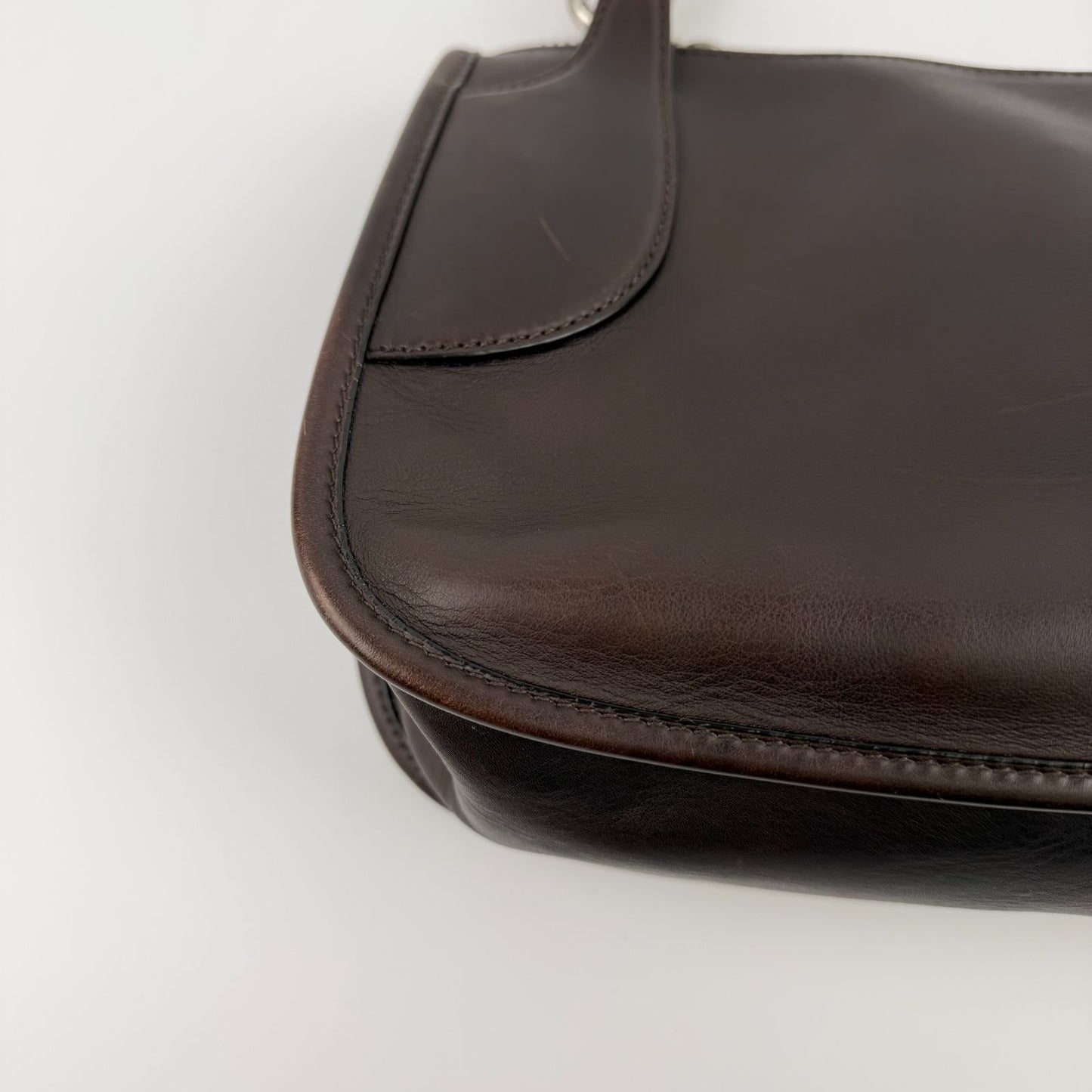 Prada Shoulder Bag Brown Leather Vintage — view 7
