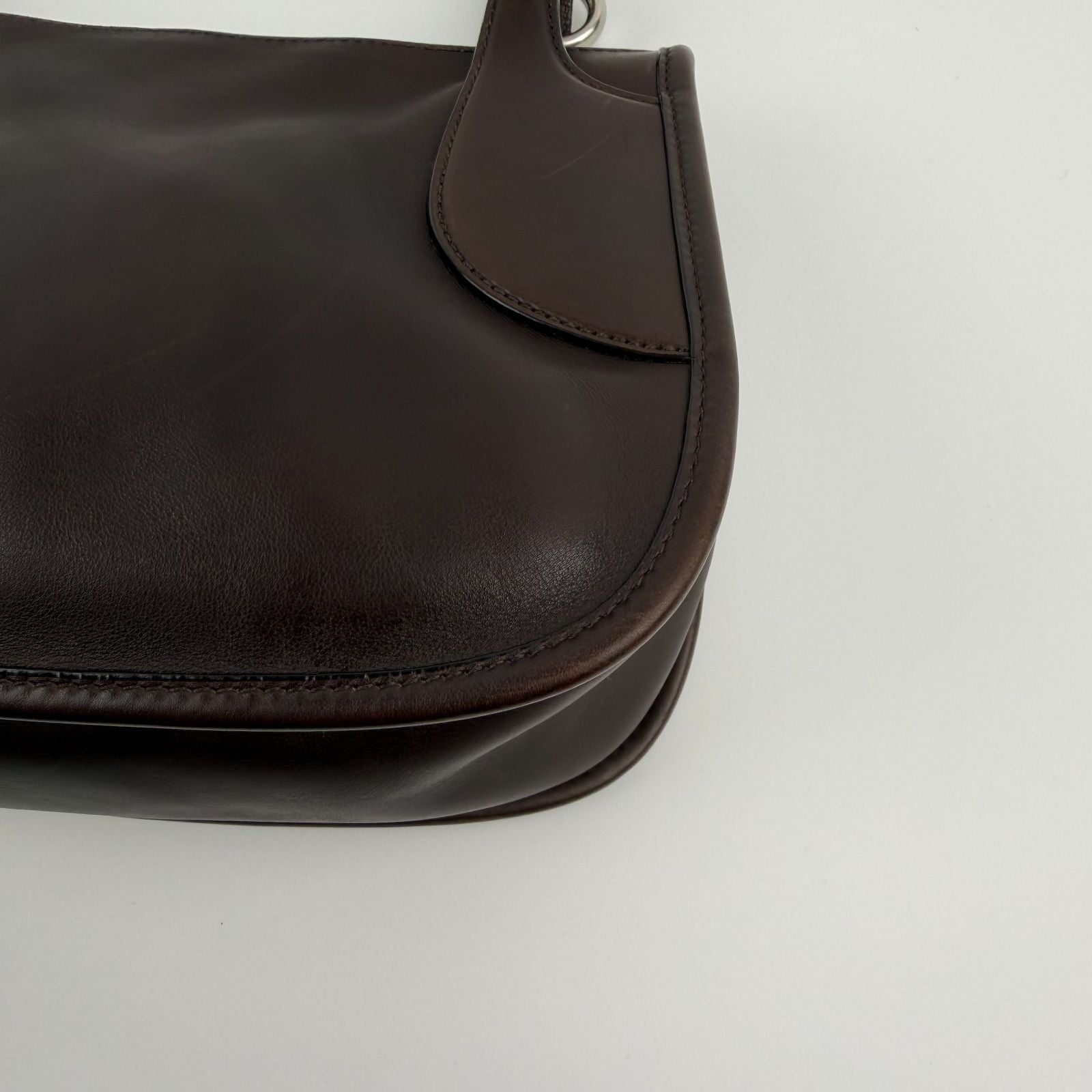 Prada Shoulder Bag Brown Leather Vintage — view 8