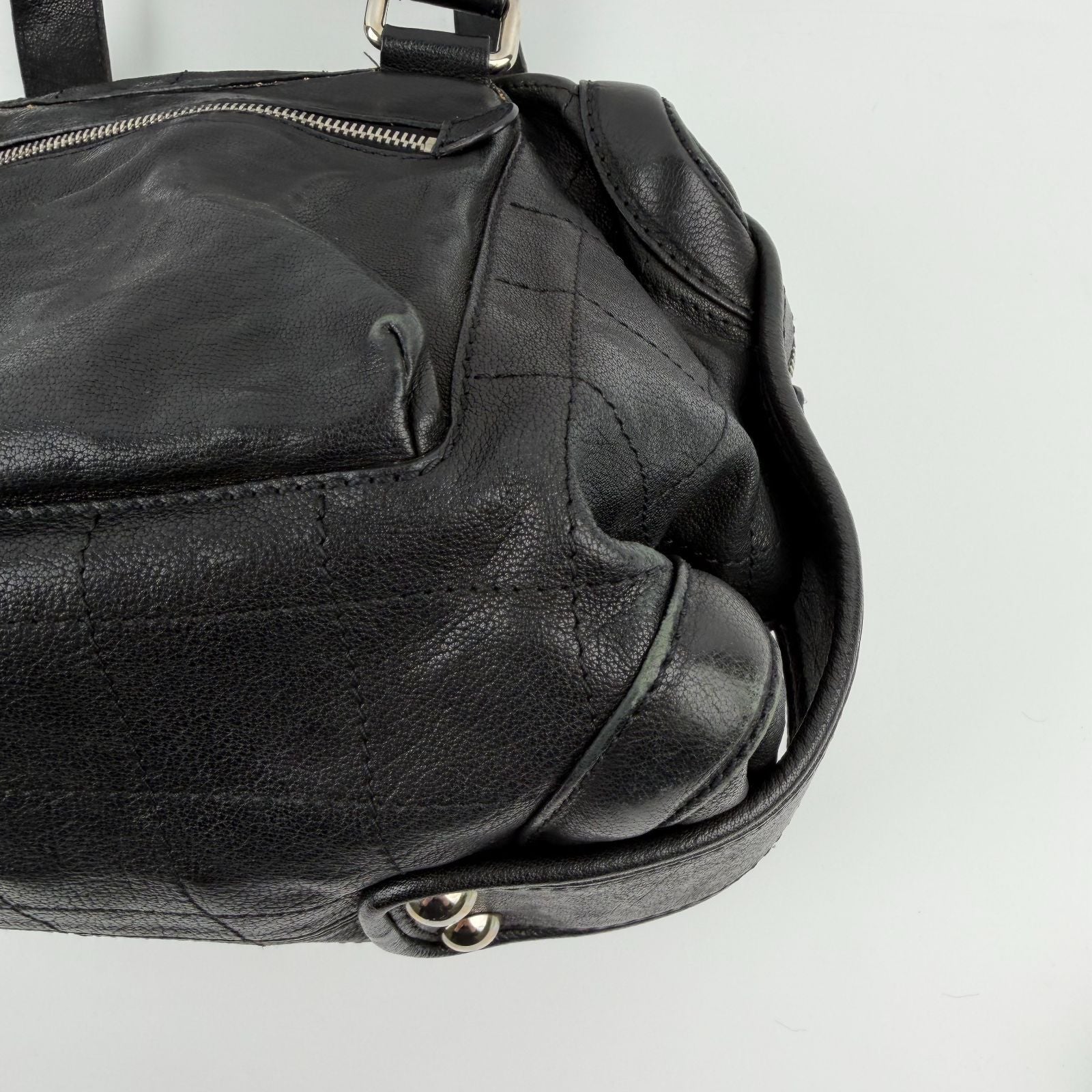Chanel CC Logo Shoulder Bag Tote Black Leather 11 Vintage — view 7