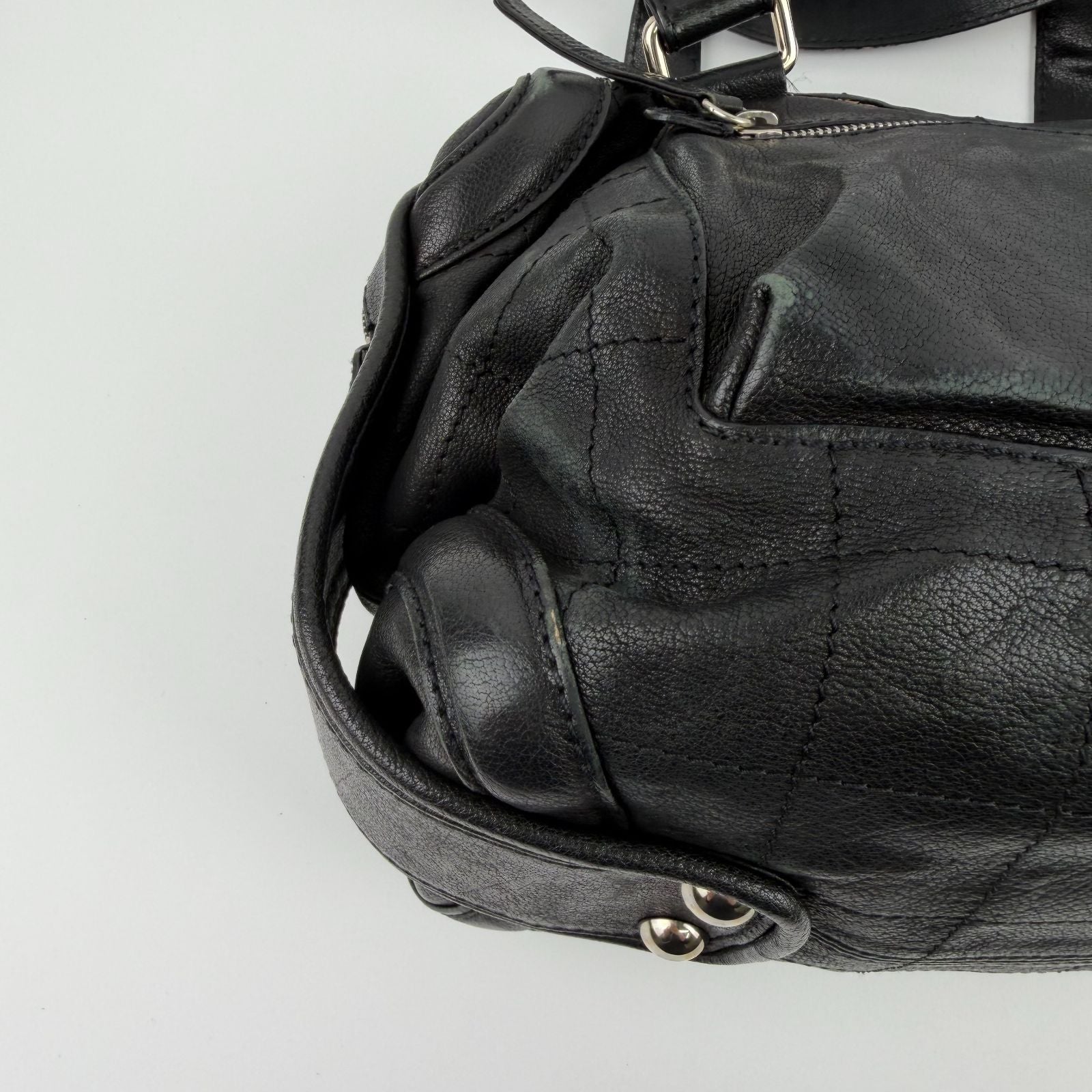 Chanel CC Logo Shoulder Bag Tote Black Leather 11 Vintage — view 8