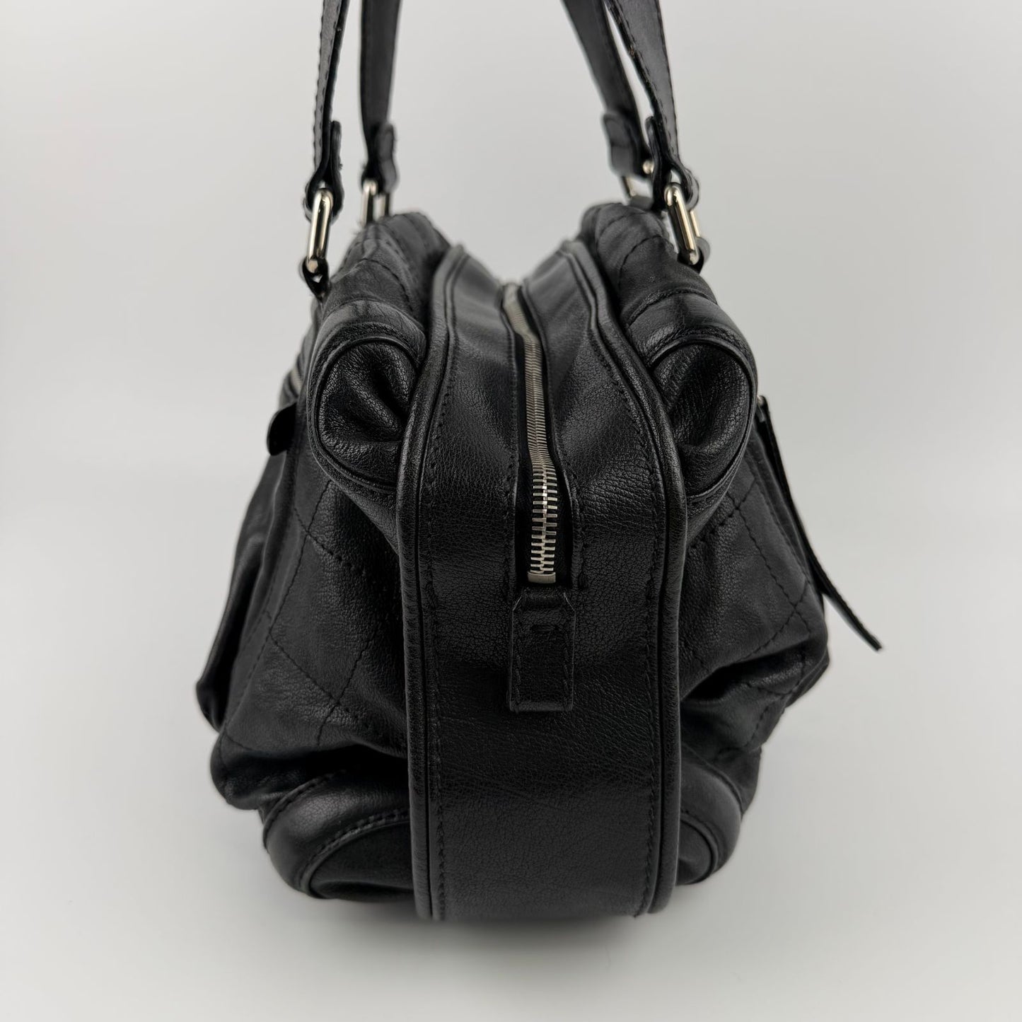 Chanel CC Logo Shoulder Bag Tote Black Leather 11 Vintage — view 5