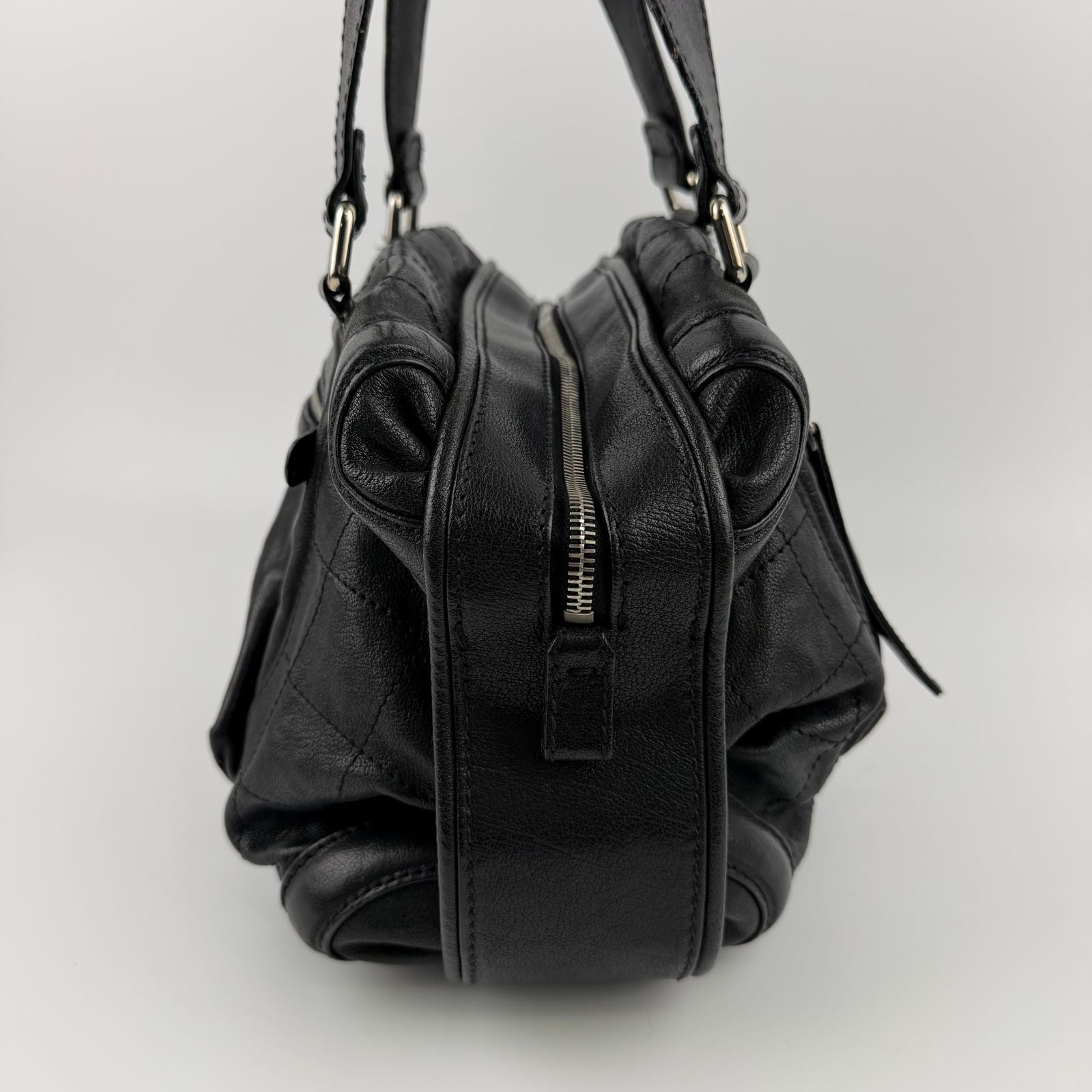 Chanel CC Logo Shoulder Bag Tote Black Leather 11 Vintage — view 5