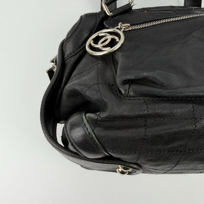 Chanel CC Logo Shoulder Bag Tote Black Leather 11 Vintage — view 9