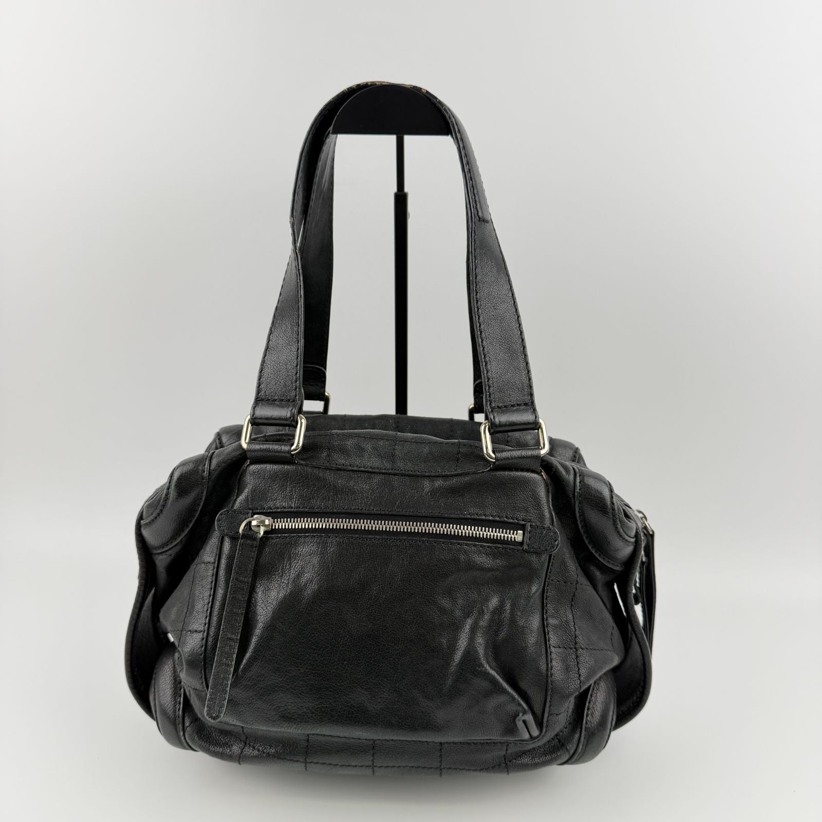 Chanel CC Logo Shoulder Bag Tote Black Leather 11 Vintage — view 3