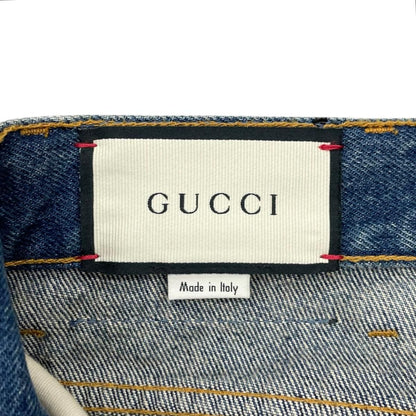 Gucci Pants Straight Denim Jeans 30 Cotton Logo Patch Blue — view 9