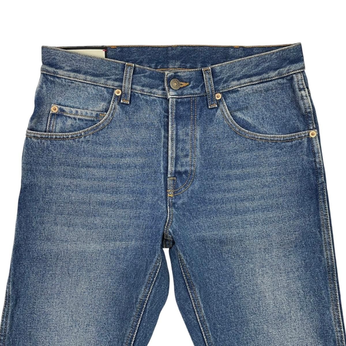 Gucci Pants Straight Denim Jeans 30 Cotton Logo Patch Blue — view 3