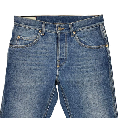 Gucci Pants Straight Denim Jeans 30 Cotton Logo Patch Blue — view 3