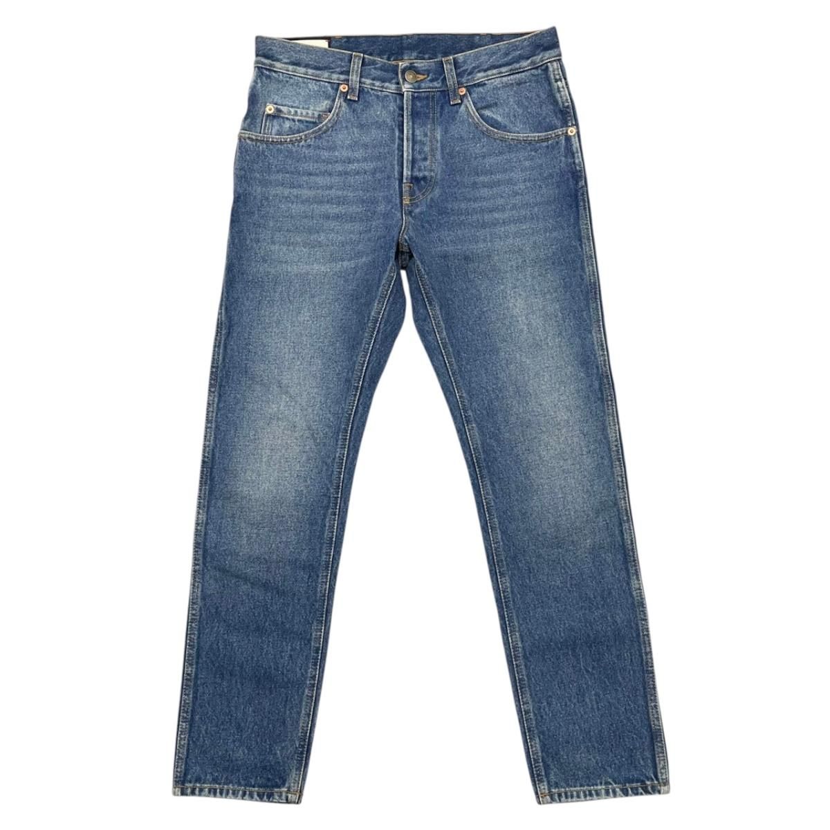 Gucci Pants Straight Denim Jeans 30 Cotton Logo Patch Blue