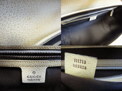 Gucci Handbag Bamboo Leather Cream GG Canvas Tote Blanc — view 5