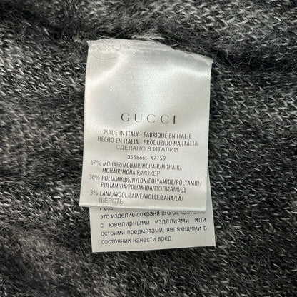 Gucci Long Sleeve Sweater XS Light Gray Black Neck Animal Pattern — view 4
