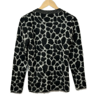 Gucci Long Sleeve Sweater XS Light Gray Black Neck Animal Pattern — view 2