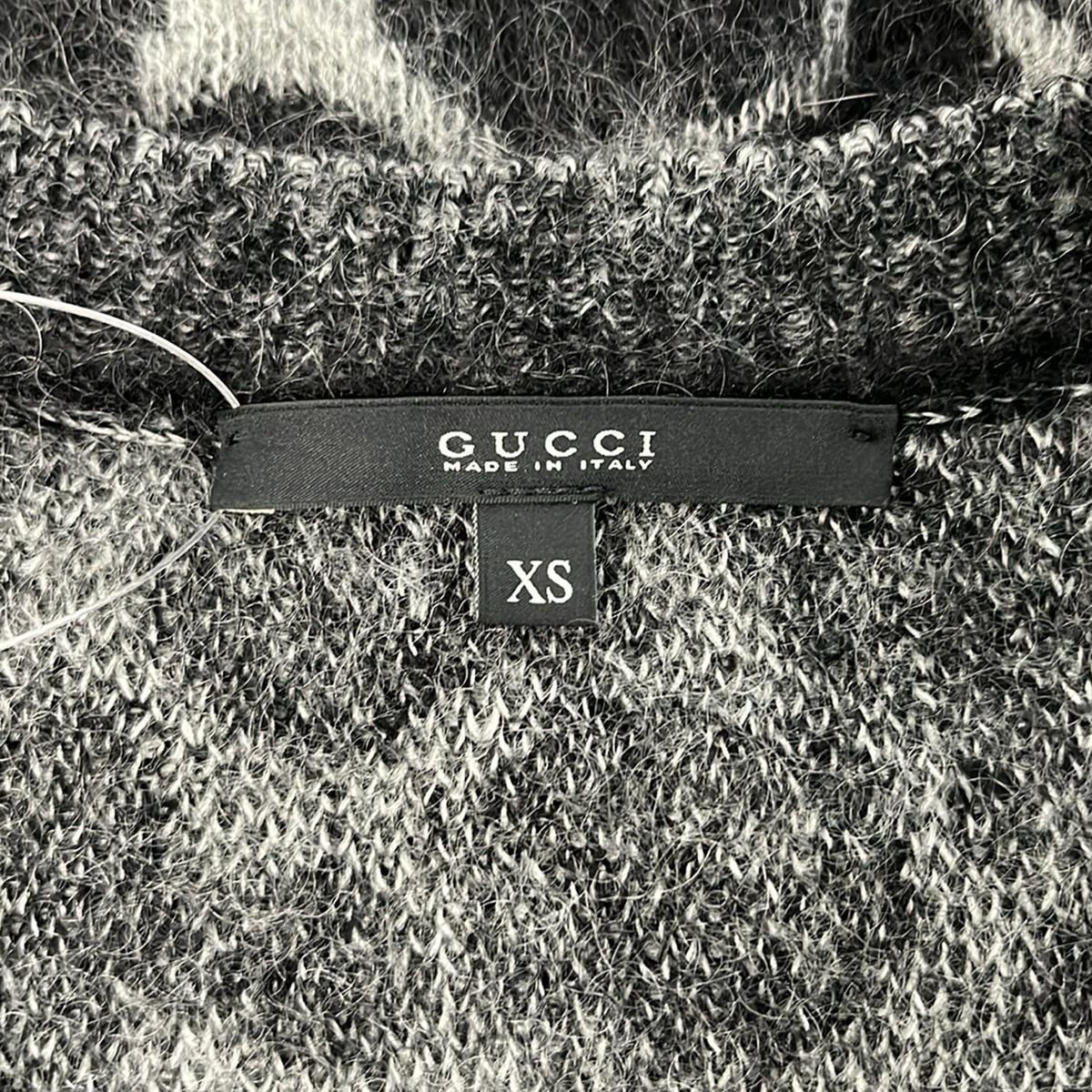 Gucci Long Sleeve Sweater XS Light Gray Black Neck Animal Pattern — view 3