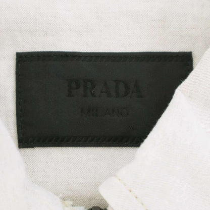 Prada Cotton Linen Zip Up Chambray Jacket Beige — view 3