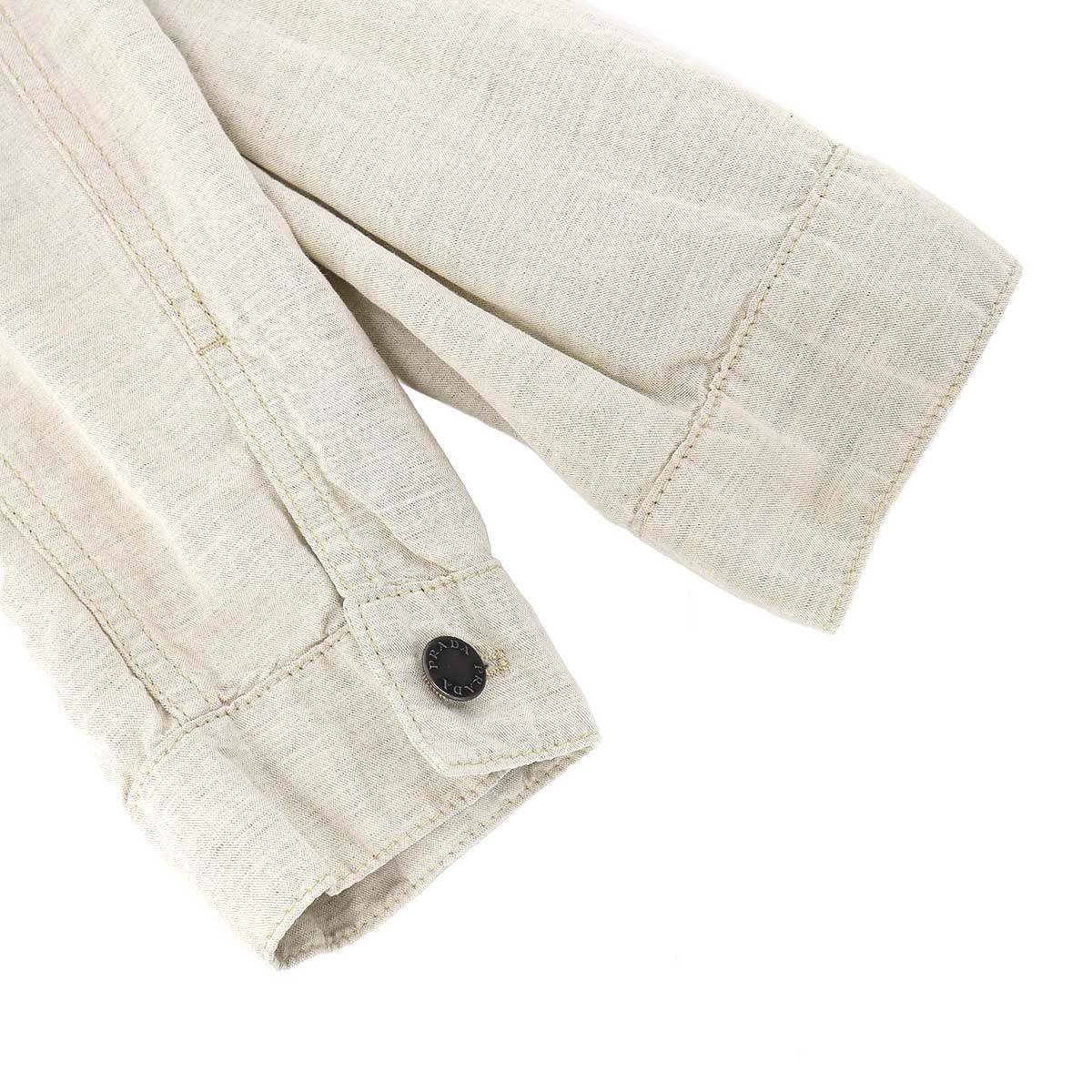 Prada Cotton Linen Zip Up Chambray Jacket Beige — view 5