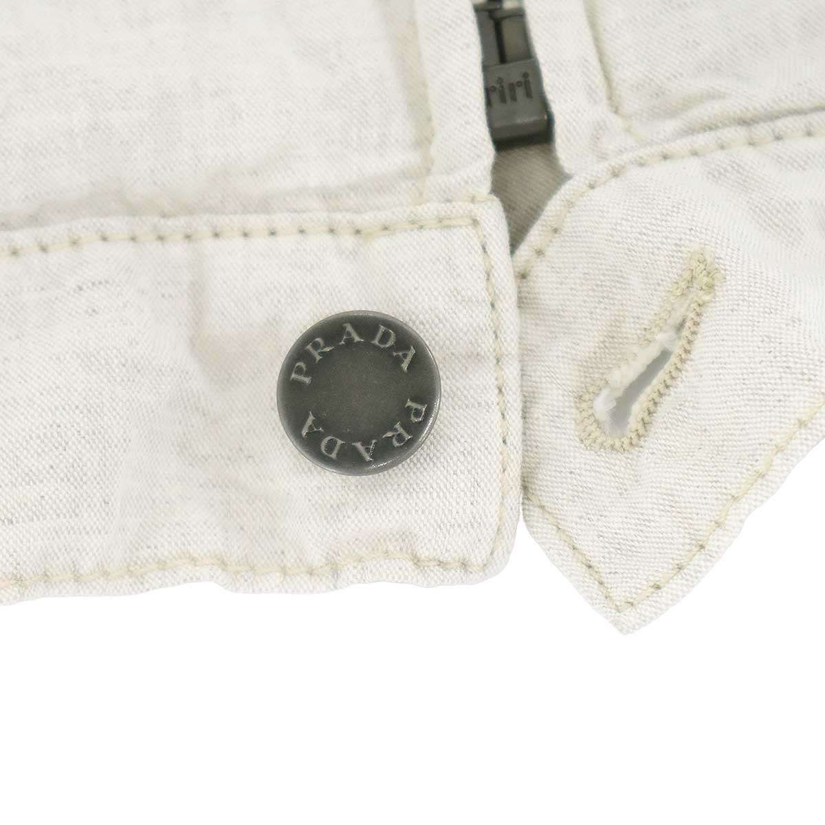 Prada Cotton Linen Zip Up Chambray Jacket Beige — view 8