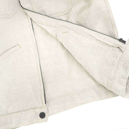 Prada Cotton Linen Zip Up Chambray Jacket Beige — view 6
