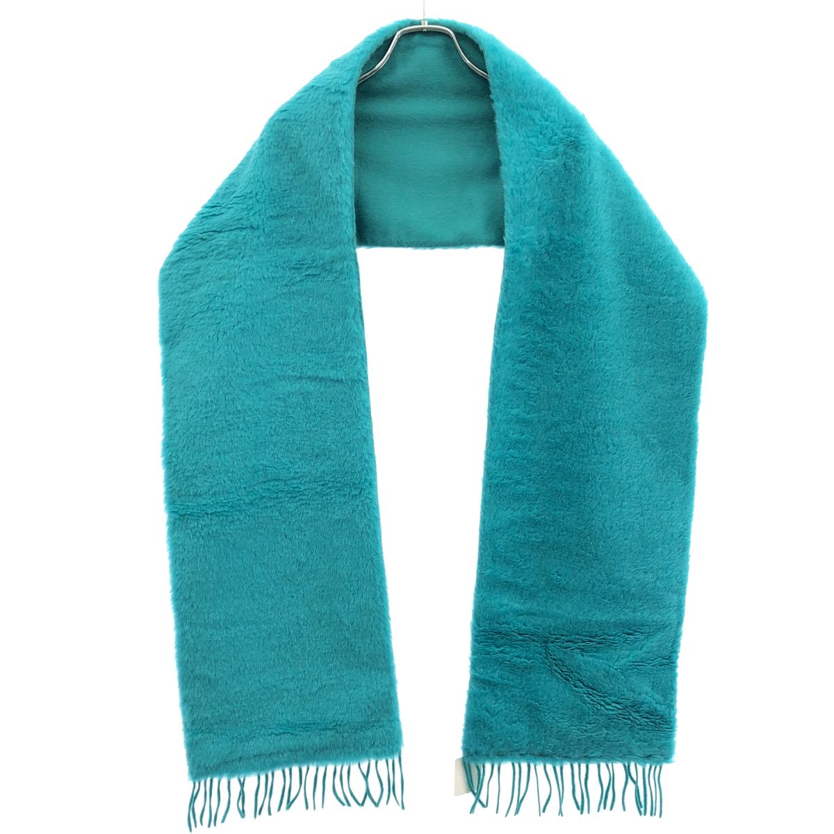 Max Mara Maxmara Teddy Bear Fringe Shawl Turquoise Blue