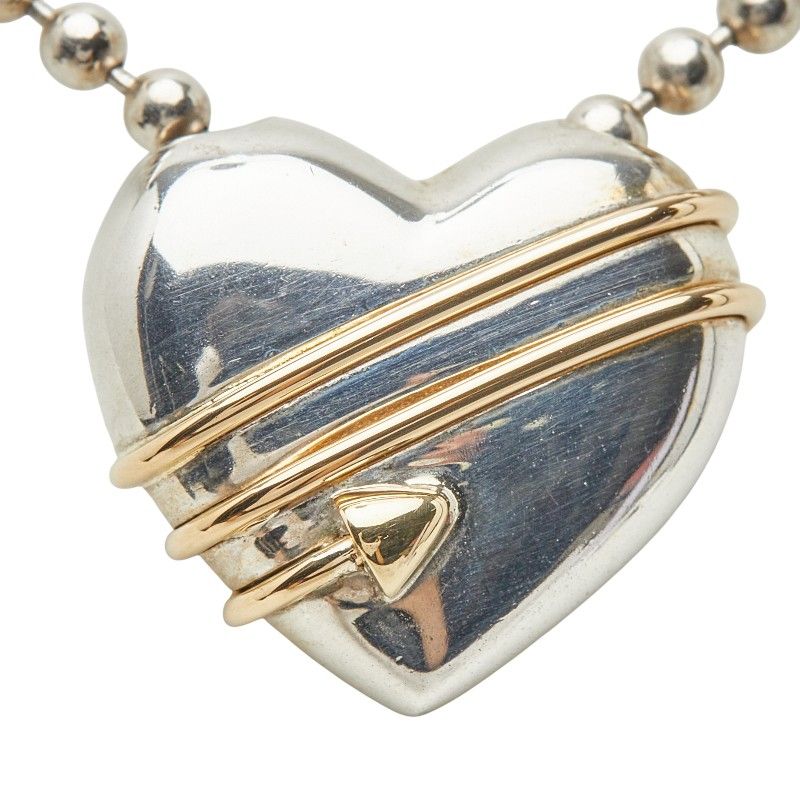 Tiffany & Co Heart Aro Chain Necklace Silver 18k Yellow Gold Combination — view 2