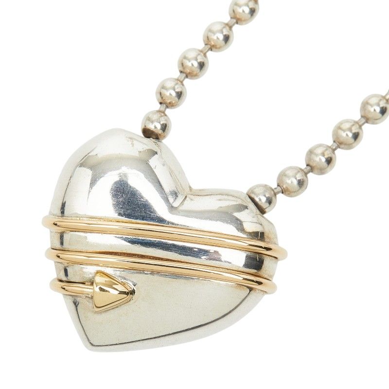 Tiffany & Co Heart Aro Chain Necklace Silver 18k Yellow Gold Combination