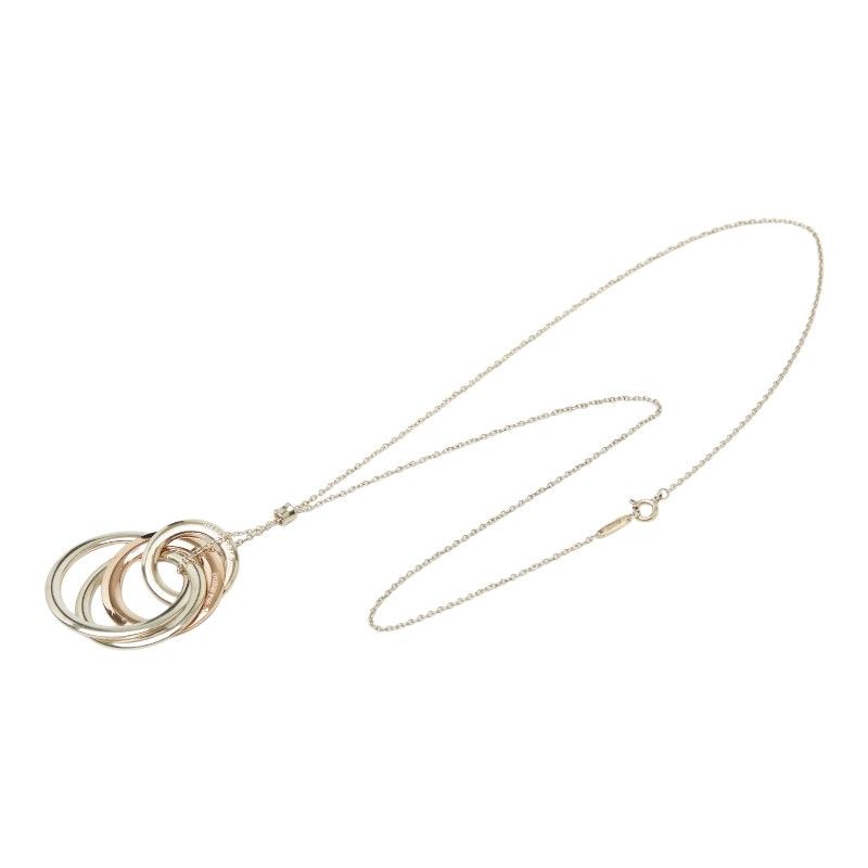 Tiffany & Co Interlocking Circle Necklace Silver Metal — view 3