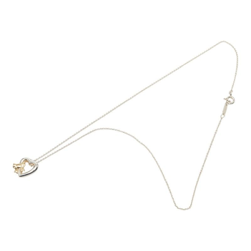 Tiffany & Co Heart Ribbon Necklace Silver 18k Yellow Gold Combination — view 4