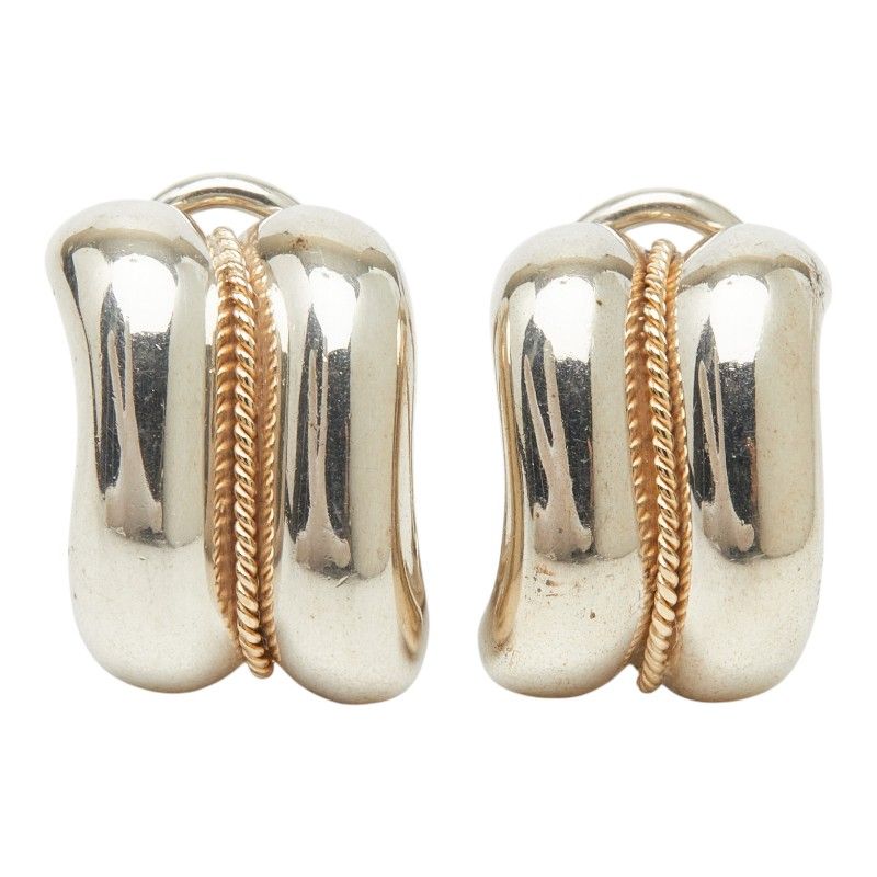 Tiffany & Co Twist Rope Silver Yellow Gold Combination 1 Earring — view 2