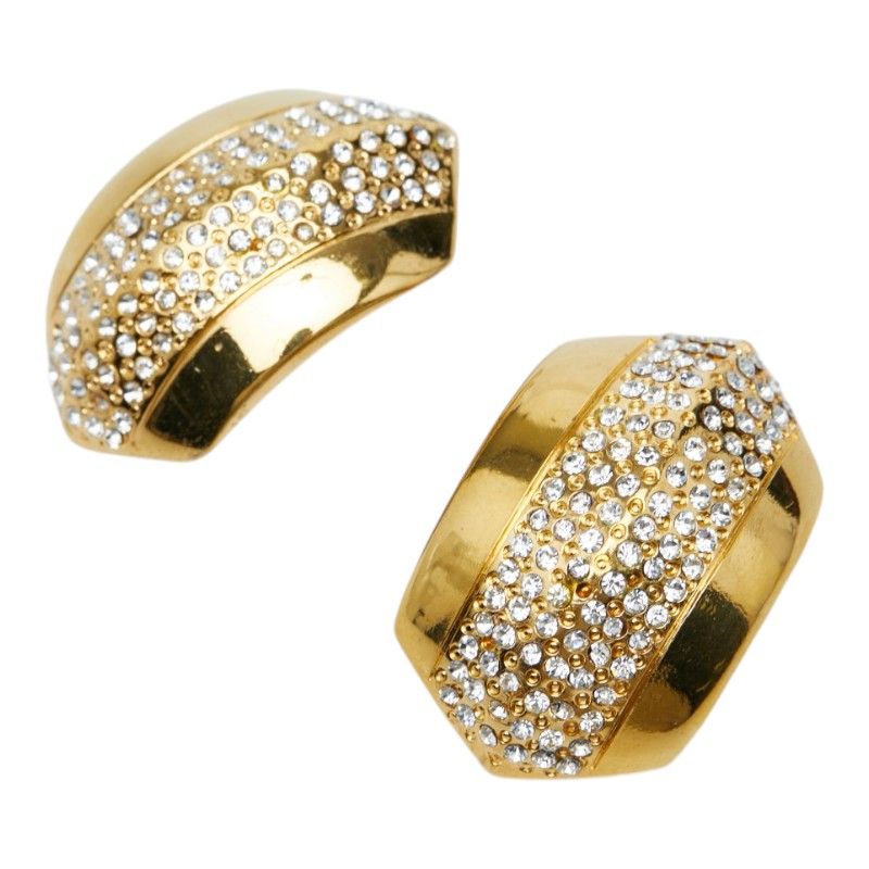 Celine Vintage Earrings Gold Line Stone Plated