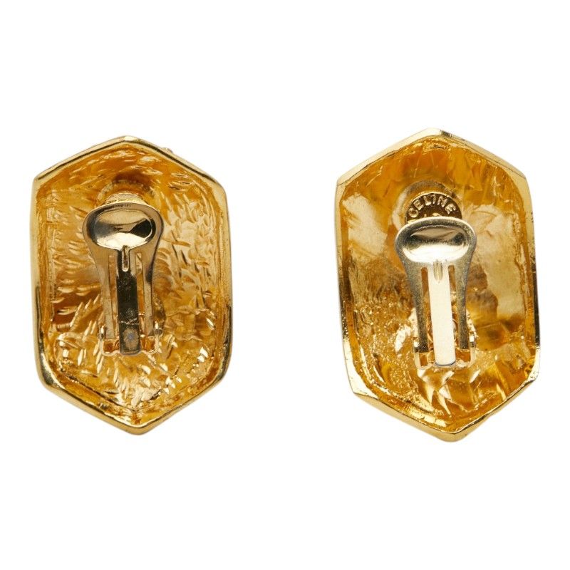 Celine Vintage Earrings Gold Line Stone Plated — view 3