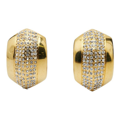 Celine Vintage Earrings Gold Line Stone Plated — view 2