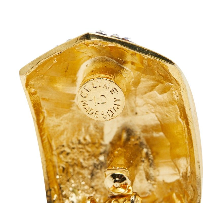 Celine Vintage Earrings Gold Line Stone Plated — view 4