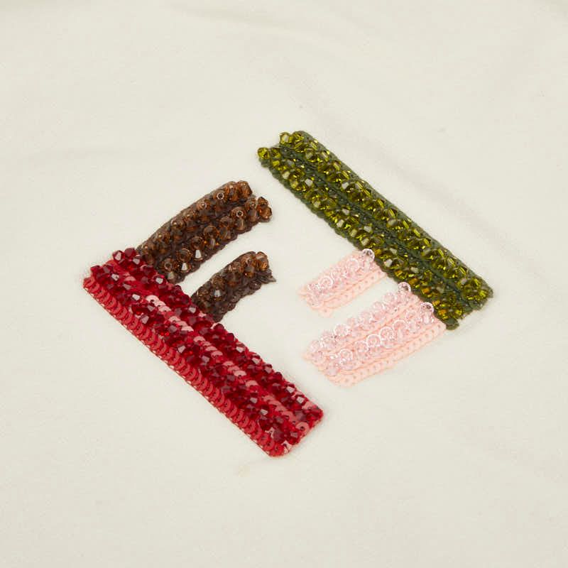 Fendi Brushed Oversize Zip Hoodie S Off White Cotton Polyurethane Sequin — view 4