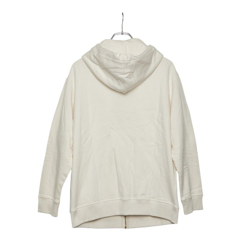 Fendi Brushed Oversize Zip Hoodie S Off White Cotton Polyurethane Sequin — view 2