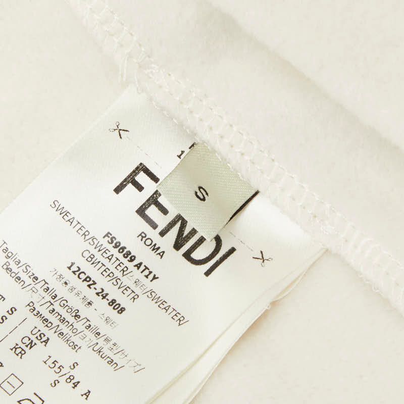 Fendi Brushed Oversize Zip Hoodie S Off White Cotton Polyurethane Sequin — view 5