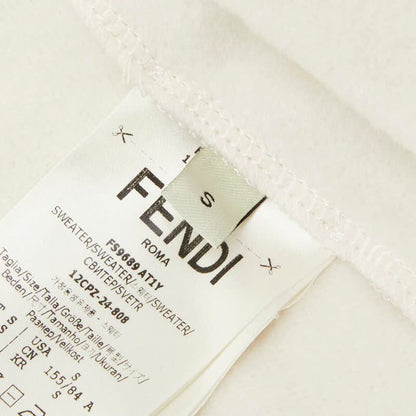 Fendi Brushed Oversize Zip Hoodie S Off White Cotton Polyurethane Sequin — view 5