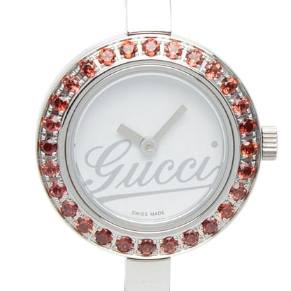 Gucci Garnet Bezel Watch Bangle 105 Stainless Steel