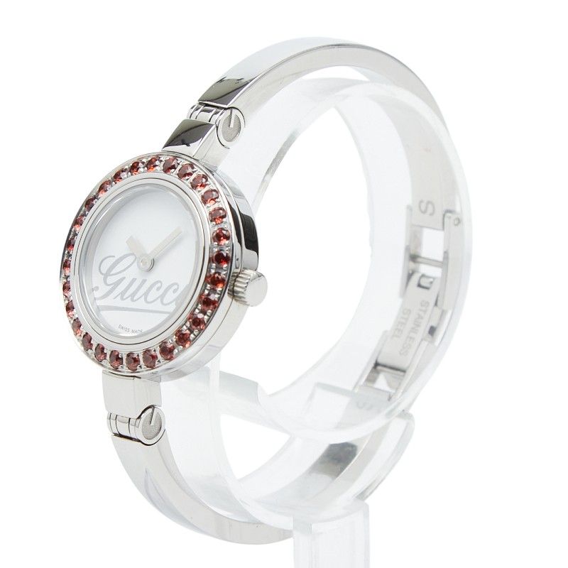 Gucci Garnet Bezel Watch Bangle 105 Stainless Steel — view 2