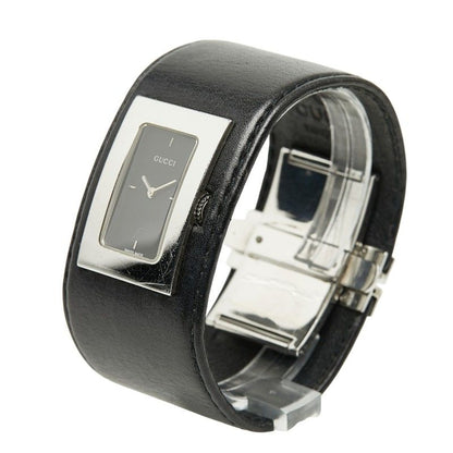 Gucci Watch Bangle Silver Black Stainless Steel Leather — view 3