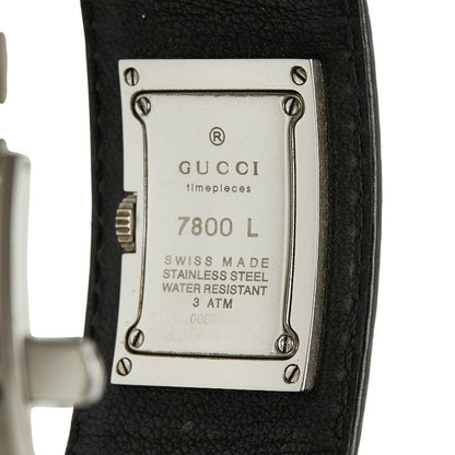 Gucci Watch Bangle Silver Black Stainless Steel Leather — view 5