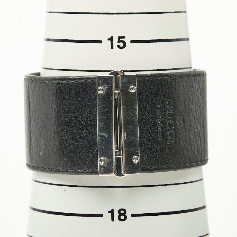 Gucci Watch Bangle Silver Black Stainless Steel Leather — view 7