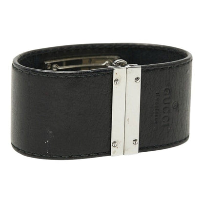 Gucci Watch Bangle Silver Black Stainless Steel Leather — view 4