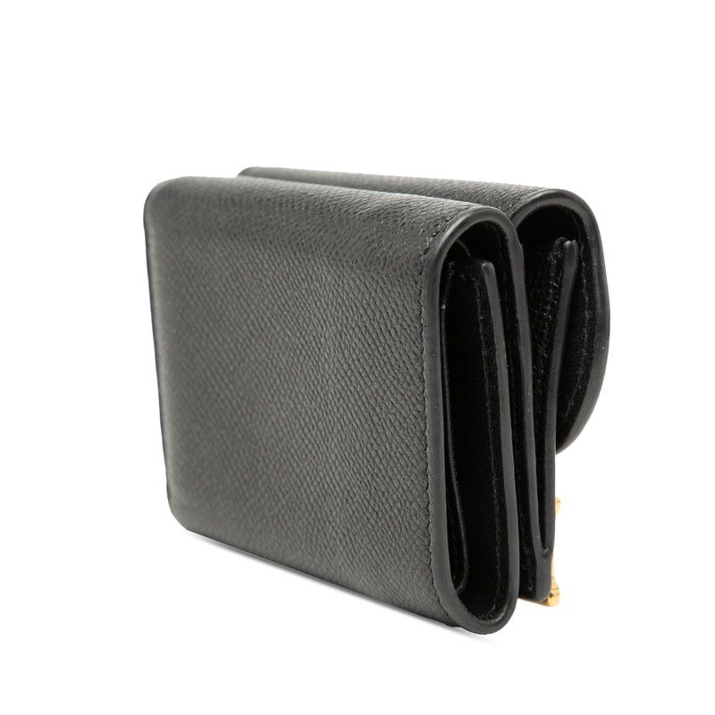 Dior Saddle Trifold Wallet Compact Black Gold Leather — view 2