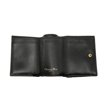Dior Saddle Trifold Wallet Compact Black Gold Leather — view 4