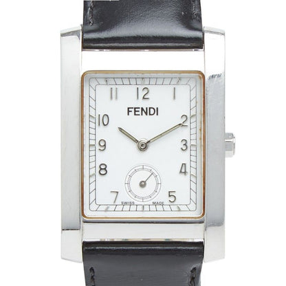 Fendi Classico Watch Silver Black Stainless Steel Leather