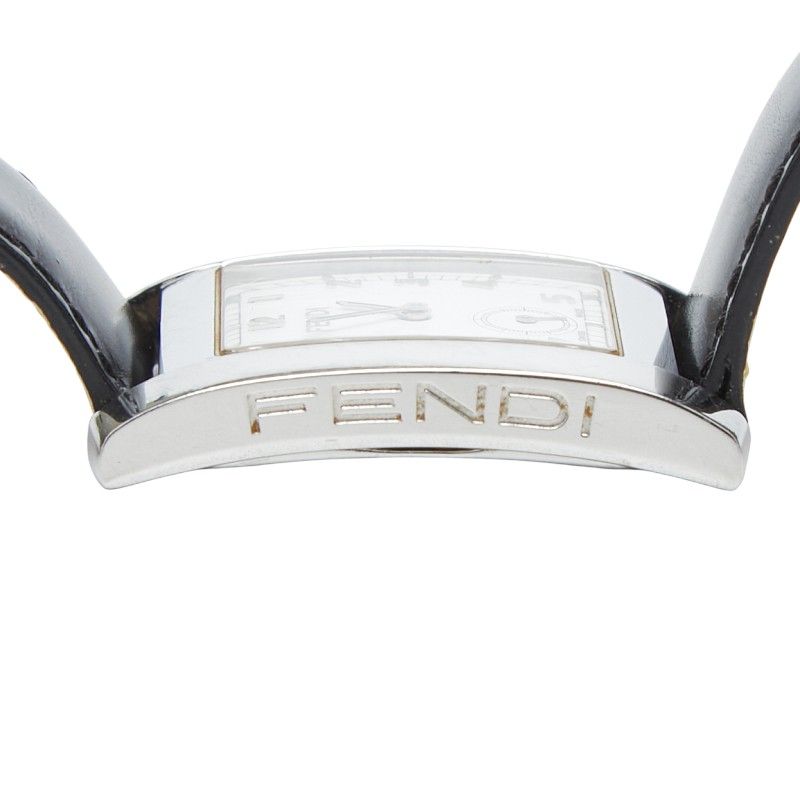Fendi Classico Watch Silver Black Stainless Steel Leather — view 6