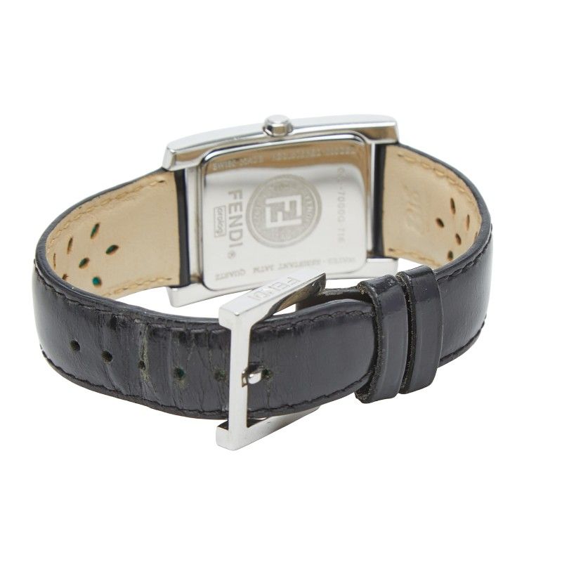 Fendi Classico Watch Silver Black Stainless Steel Leather — view 3