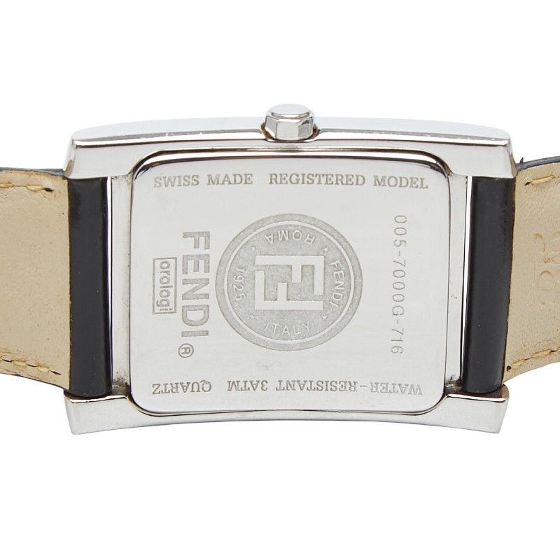 Fendi Classico Watch Silver Black Stainless Steel Leather — view 4