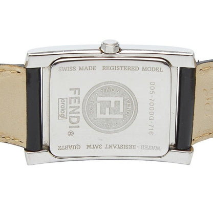 Fendi Classico Watch Silver Black Stainless Steel Leather — view 4