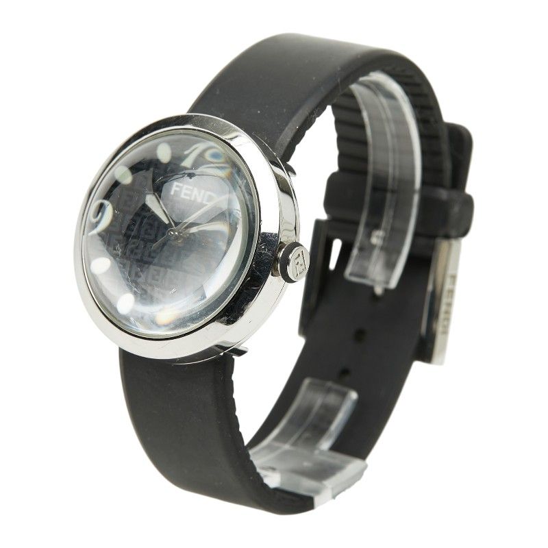 Fendi Busla Watch Black Silver Stainless Steel Rubber — view 2