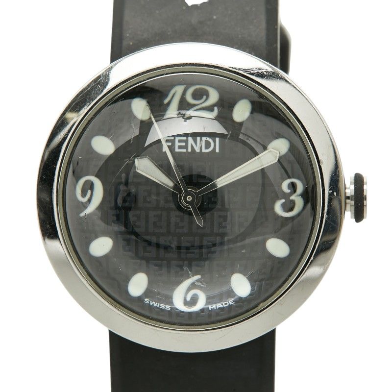 Fendi Busla Watch Black Silver Stainless Steel Rubber